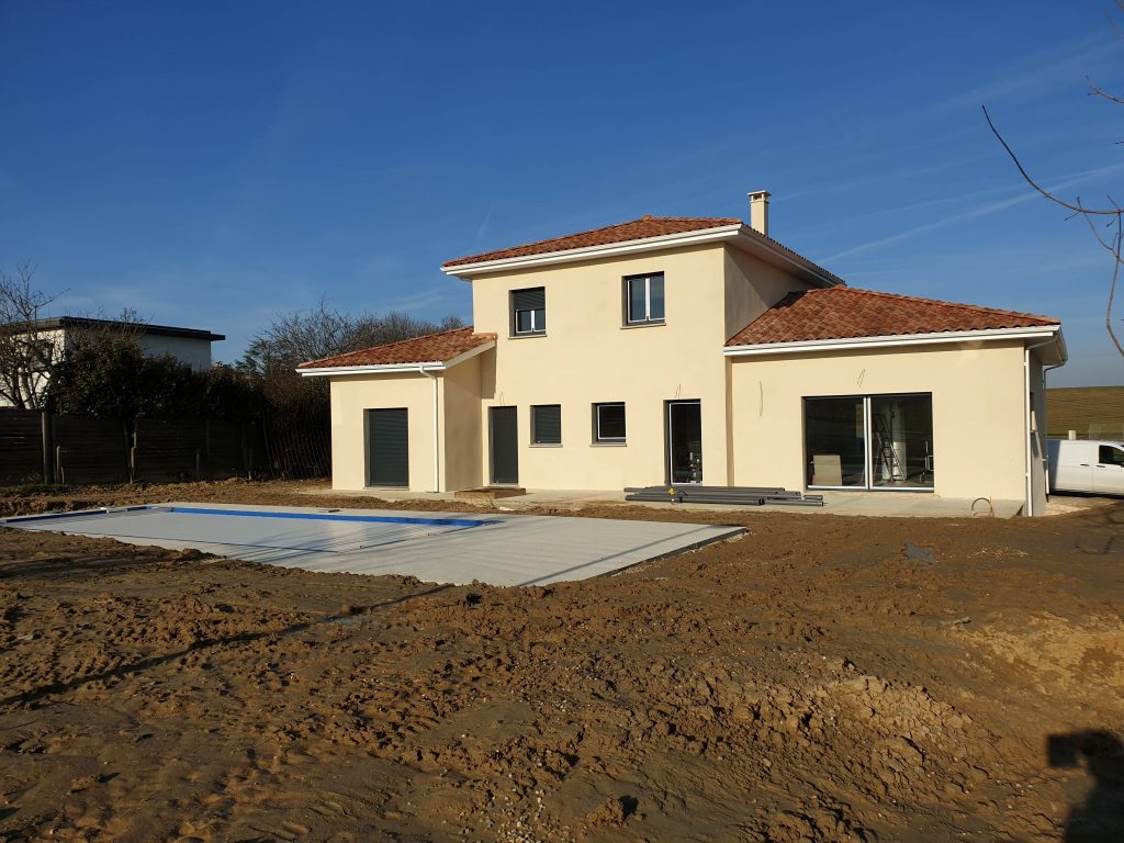 Chantier maison individuelle phase gros œuvre — maître d'œuvre Vienne Isère